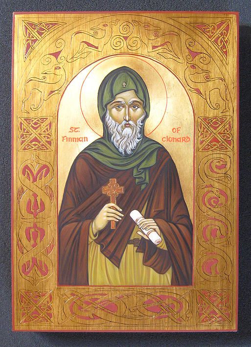 St. Finnian of Clonard Icon. Sacred Orthodox Icons in Byzantine Style Painted by Marchela…