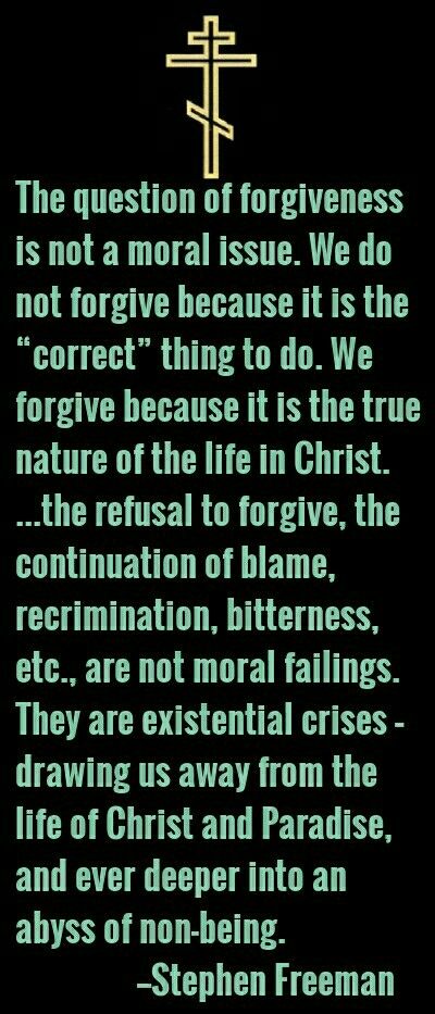 Stephen Freeman on forgiveness